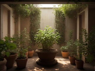 Fototapeta premium Tulsi (Ocimum sanctum) in the garden