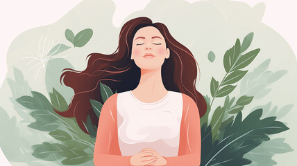 Image of a woman doing breathing exercises, respiratory health banner