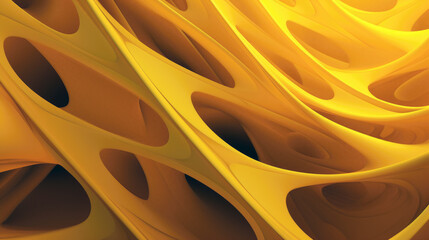 a close-up view of intricate digital patterns in luminous yellow. Generative ai