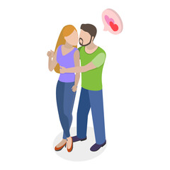 3D Isometric Flat Vector Set of Lovers Couples, Adorable Romantic Scenes. Item 5