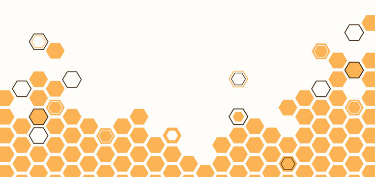 Beehive honeycomb banner vector illustration. Bee honey shapes texture
