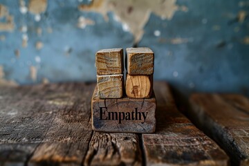 beautiful message written on wooden logs with the word empathy
