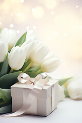 Fototapeta na wymiar Celebrating White day. Bouquet of white flowers. Mother's day