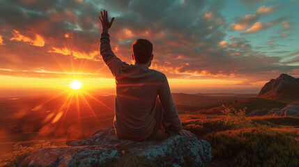 Obraz premium A person in the sunset