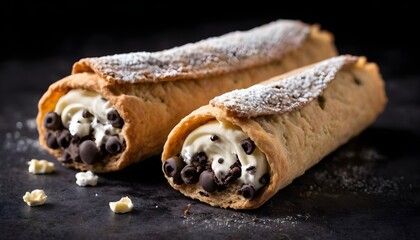 Obraz premium Ricotta cream and chocolate Italian cannoli