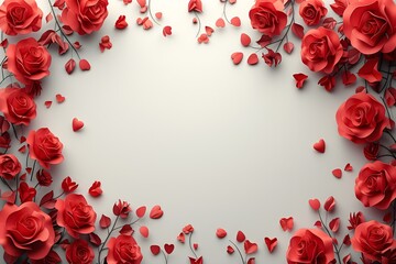 Enhance your web design with an elegant border featuring a red paper rose and hearts frame, perfect for romantic themes and messages.