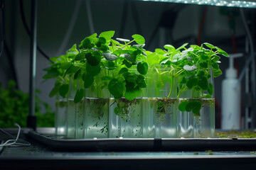 
Model plant thrives in growth chamber, simulating ideal conditions for study. Controlled environment fosters precise research on growth, development, and responses.





