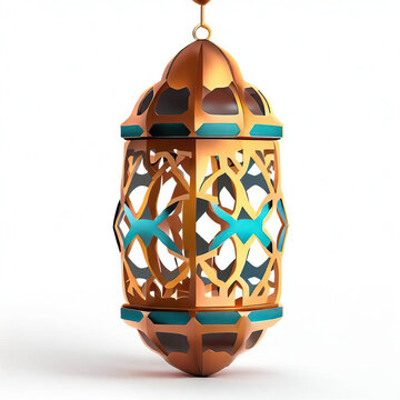 AI Generated Photo of A Traditional Brass Lantern, Ramadan Celebration Symbol