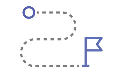 Project Goal and Project Destination Milestone Flag of Project on track for Tracking Project Milestone of Goal and Destination Location Tracking icon.  Finding Location and Target Fixing Targeting.
