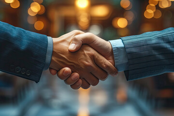 business background of businessmen have handshaking in greeting of business deal of merger and acquisition agreement