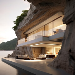 Modern house in the rock