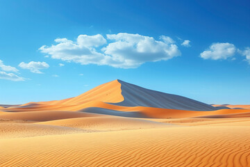 Spring sunset at the gates of the sahara desert, with the sand dunes illuminated by the golden light, africa.
