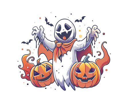 Funny halloween ghost. Graffiti fantasy design for merchandise, t-shirt, stickers, poster, label.