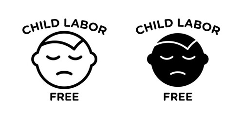 Child labor free vector line icon illustration.