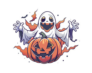Funny halloween ghost. Graffiti fantasy design for merchandise, t-shirt, stickers, poster, label.