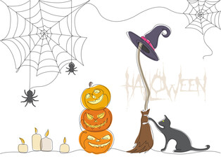 Halloween vector color illustration using minimalist technique