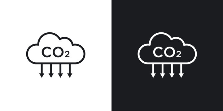 CO2 emissions icon designed in a line style on white background.
