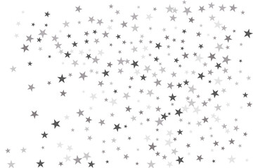 Star confetti. Silver casual confetti background. Bright design pattern.