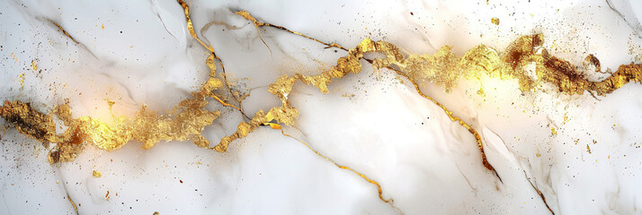 Naklejka premium Premium luxury white and gold marble background, golden gilded majestic banner