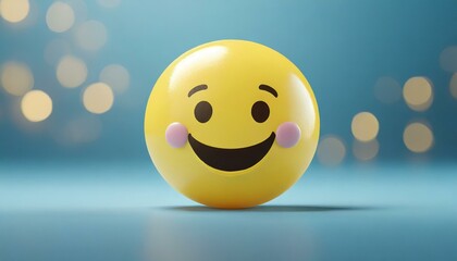 smiley face on a white background 3d simile face, yellow Monday concept. Happy emoji face on light blue background