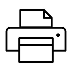 Vector black line icon office printer isolated on white background