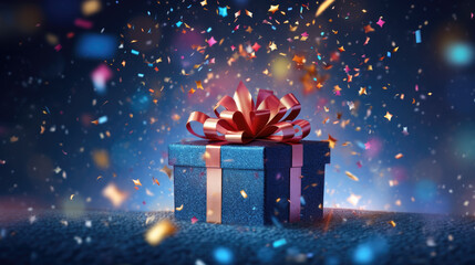 christmas gift box with snowflakes. Generative ai