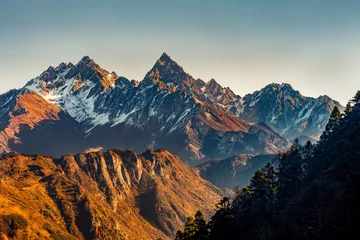 Crédence de cuisine en verre imprimé Annapurna sunset in the mountains