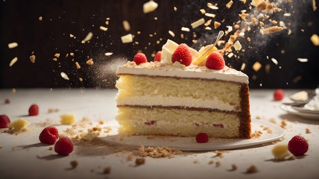 Explosive Slice of Cake
Indulge in the visual delight of this explosive slice of cake, captured in stunning detail. The vibrant colors and dynamic composition make this high-quality image perfect for 