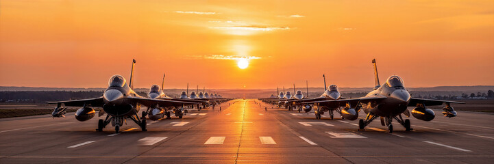 panoramic view of a generic military aircraft carrier ship with fighter jets take off during a special operation at a warzone, wide poster design with copy space area