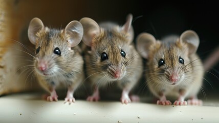 Close-up of Dumbo mice facing forward with alert expressions