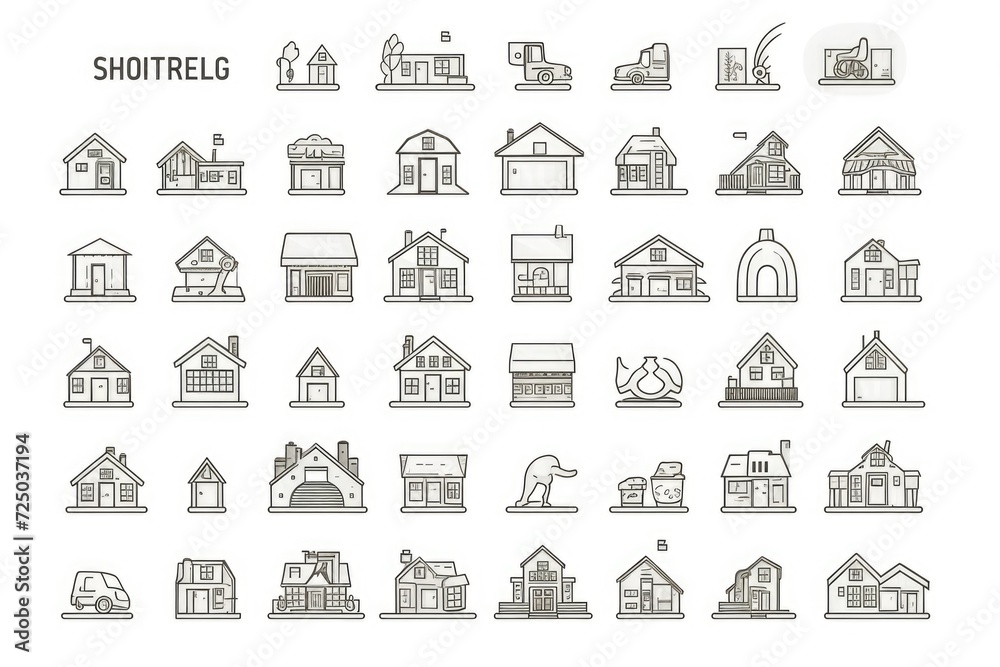 Poster a collection of different types of houses, showcasing the diversity of architectural styles. can be 