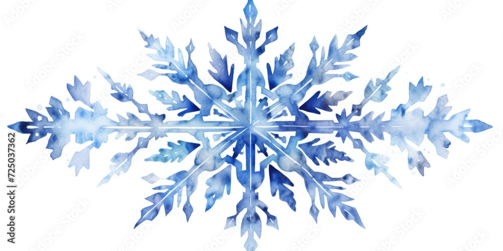 Wall mural A single snowflake on a plain white background. Can be used as a winter decoration or for holiday-themed designs