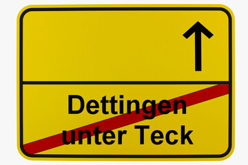Illustration eines Ortsausgangsschildes von Dettingen unter Teck in Baden-Württemberg	