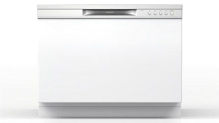 A white dishwasher placed on top of a counter. Perfect for showcasing modern kitchen appliances