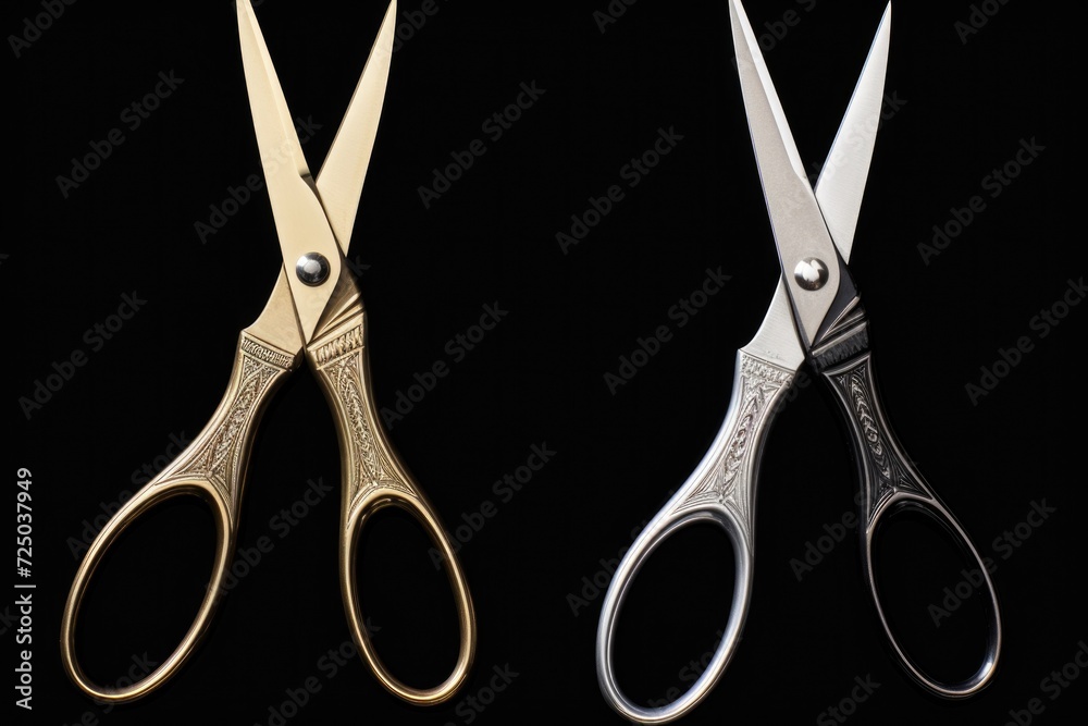 Poster Two scissors placed side by side. Suitable for various uses