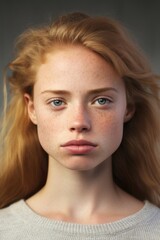 Fototapeta premium Woman With Long Blonde Hair and Blue Eyes