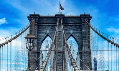 The famous, incredible and wonderful Brooklyn Bridge linking the boroughs of Manhattan and Brooklyn...