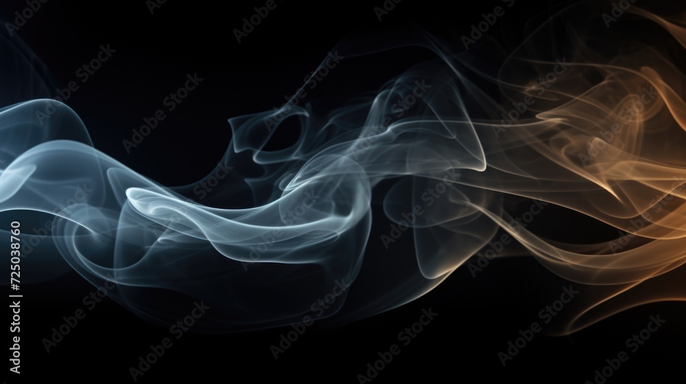 Poster Smoke captured in a close-up shot on a black background. Versatile image suitable for various projects