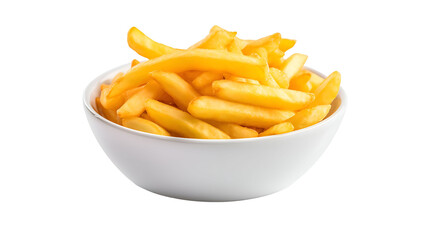 Bowl of French fries. Isolated on transparent background.