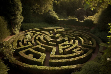 Garden Maze: A Twisting Path to Exploration. AI generated.
