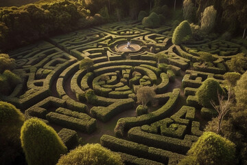 Garden Maze: A Twisting Path to Exploration. AI generated.