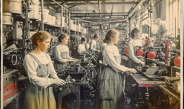 Women Working in Factory. Date: circa 1914 - 1918 