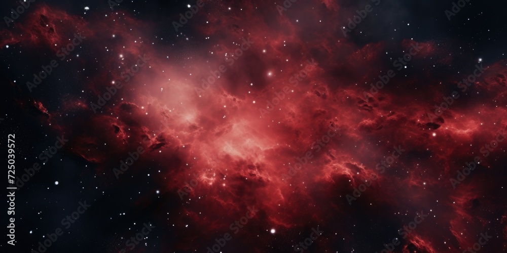 Poster A captivating image of a red nebula with stars in the background. Perfect for space enthusiasts and science-related projects