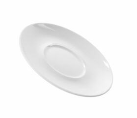 One clean ceramic saucer isolated on white