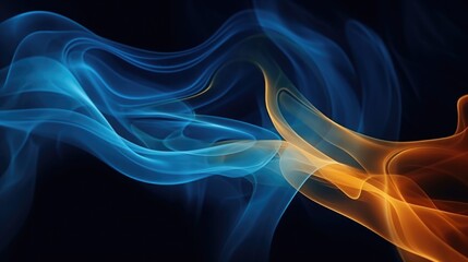 Blue and orange smoke captured in a close-up shot. Can be used for various creative projects