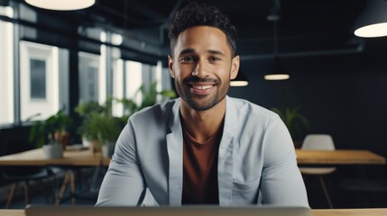Fototapeta premium A man sitting in front of a laptop computer. Suitable for technology and work-related projects