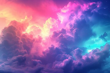 A vibrant canvas of swirling cumulus clouds dances across the sun-kissed sky, showcasing the ever-changing beauty of nature's canvas - obrazy, fototapety, plakaty