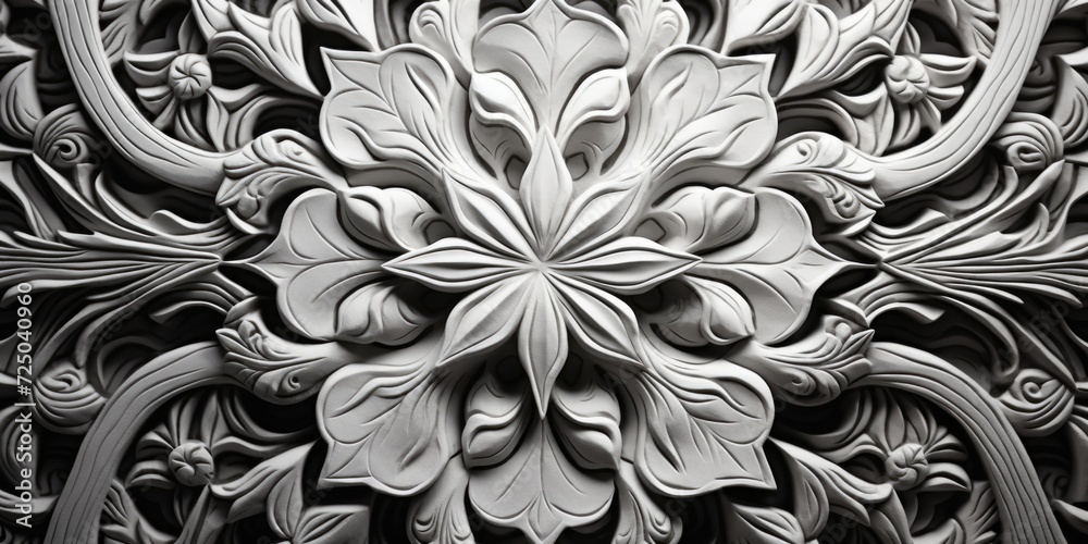 Poster a black and white photo showcasing a decorative design. this versatile image can be used for various