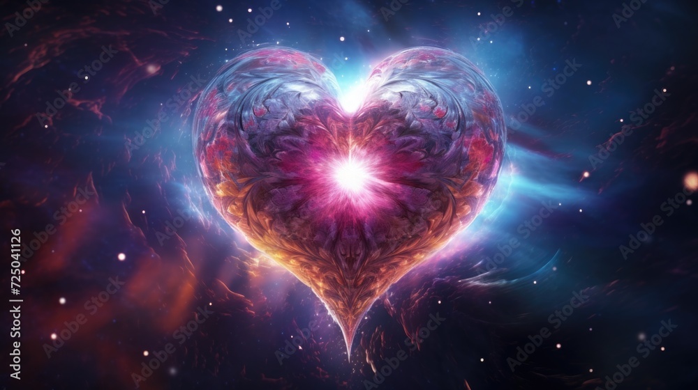 Fototapete a heart shaped object floating in the vastness of space. suitable for romantic or futuristic concept
