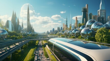 Futuristic Cityscape With Towering Buildings